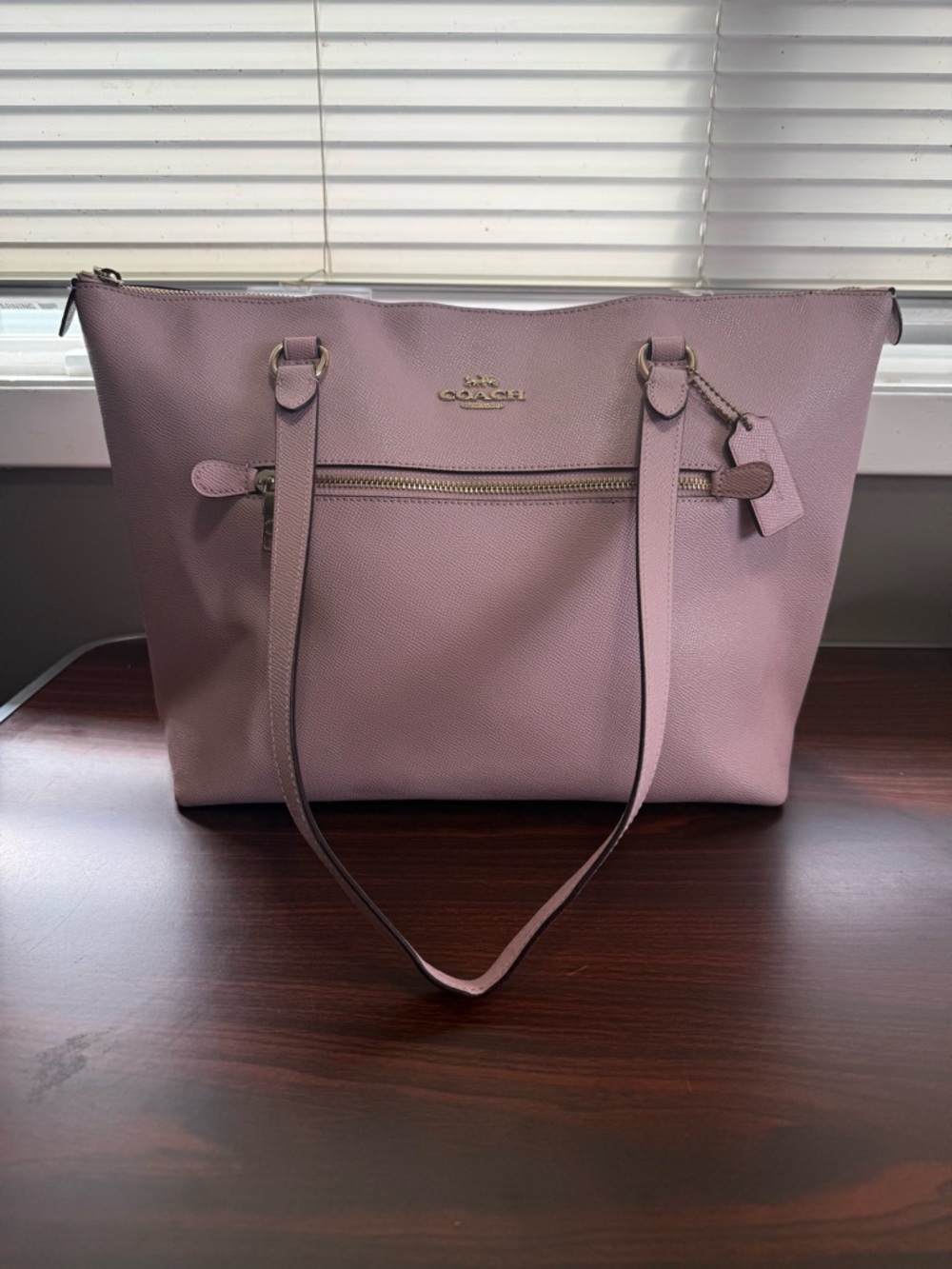 Coach Pebbled Leather Tote in Dusty Pink